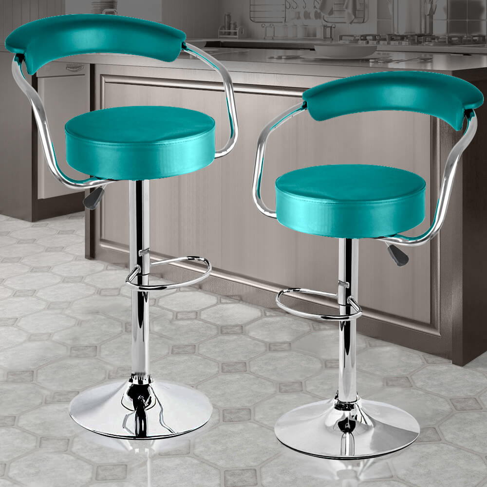 2x Levede PU Leather Swivel Bar Stools Kitchen Dining Chair Gas Lift Adjustable