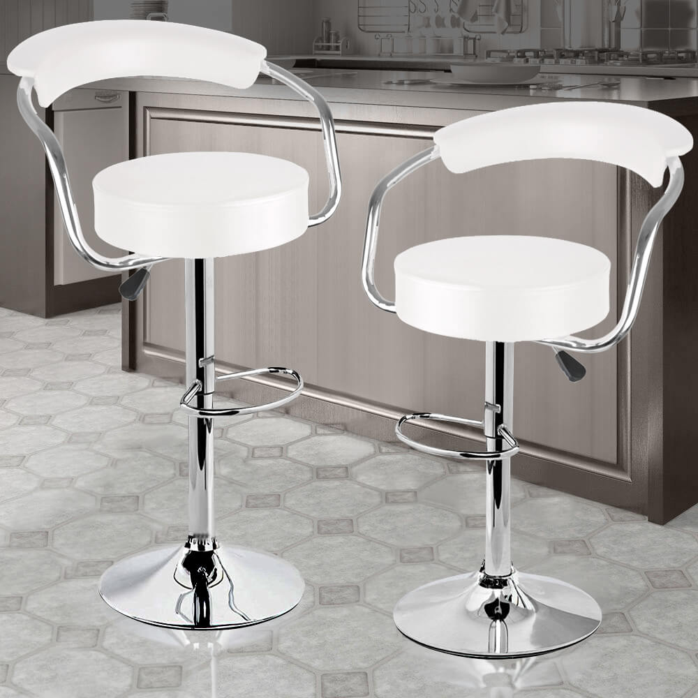 2x Levede PU Leather Swivel Bar Stools Kitchen Dining Chair Gas Lift Adjustable