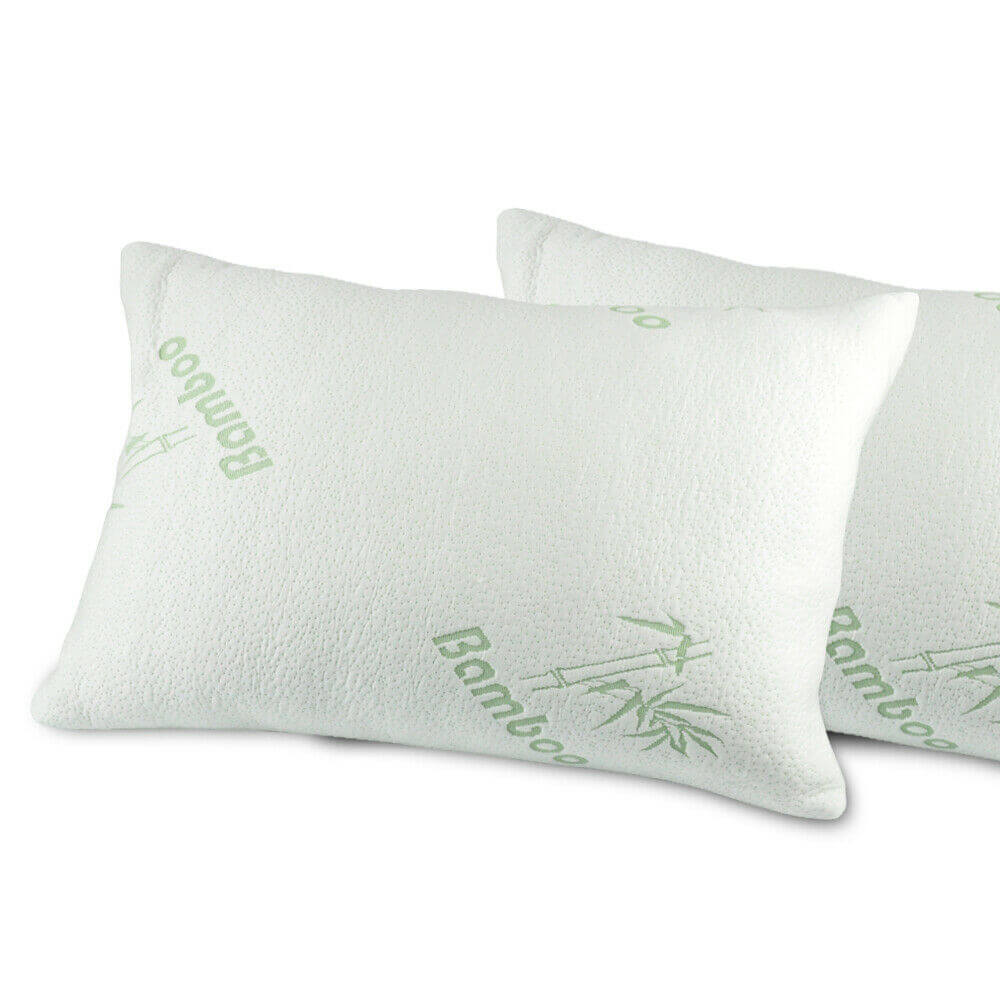 2x DreamZ Luxury Natural Memory Foam Bed Pillows Bamboo Fabric Cover 60x40cm