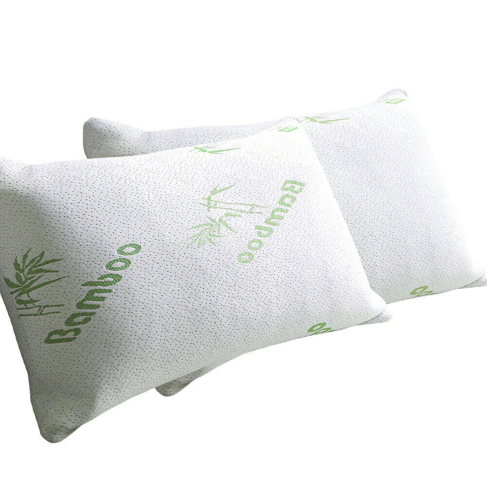 2x DreamZ Luxury Natural Memory Foam Bed Pillows Bamboo Fabric Cover 70x40cm