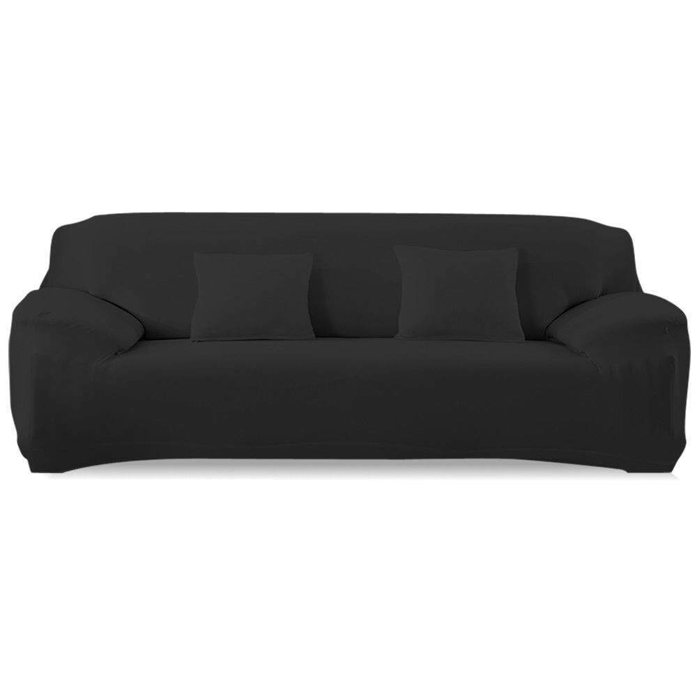 Easy Fit Stretch Couch Sofa Slipcovers Protectors Covers 3 Seater Black