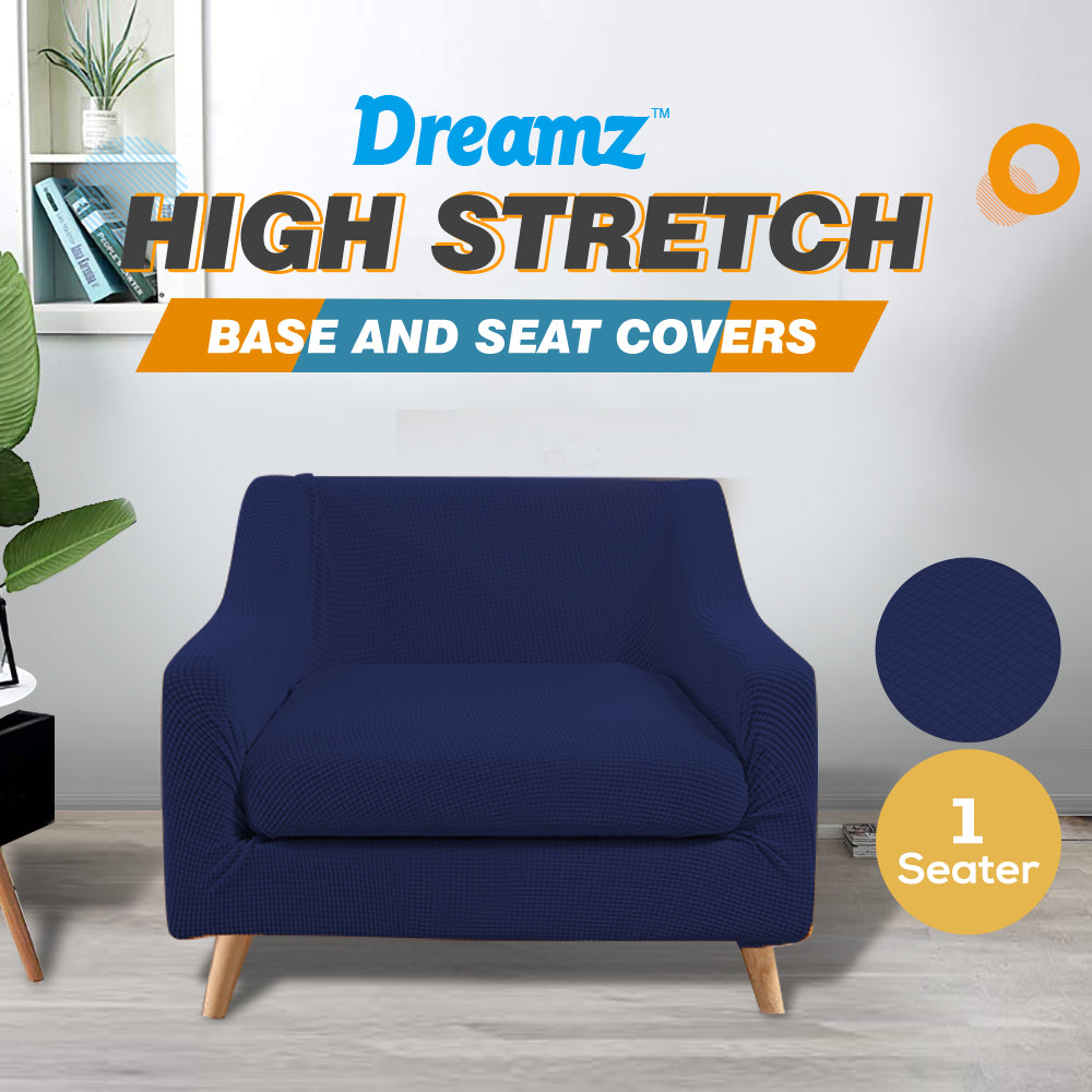 DreamZ Couch Sofa Seat Covers Stretch Protectors Slipcovers 1 Seater Navy