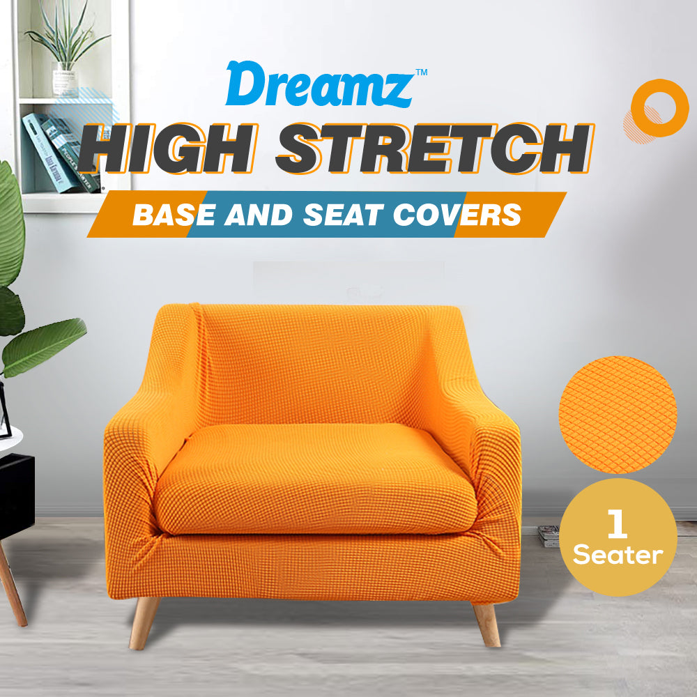 DreamZ Couch Sofa Seat Covers Stretch Protectors Slipcovers 1 Seater Orange