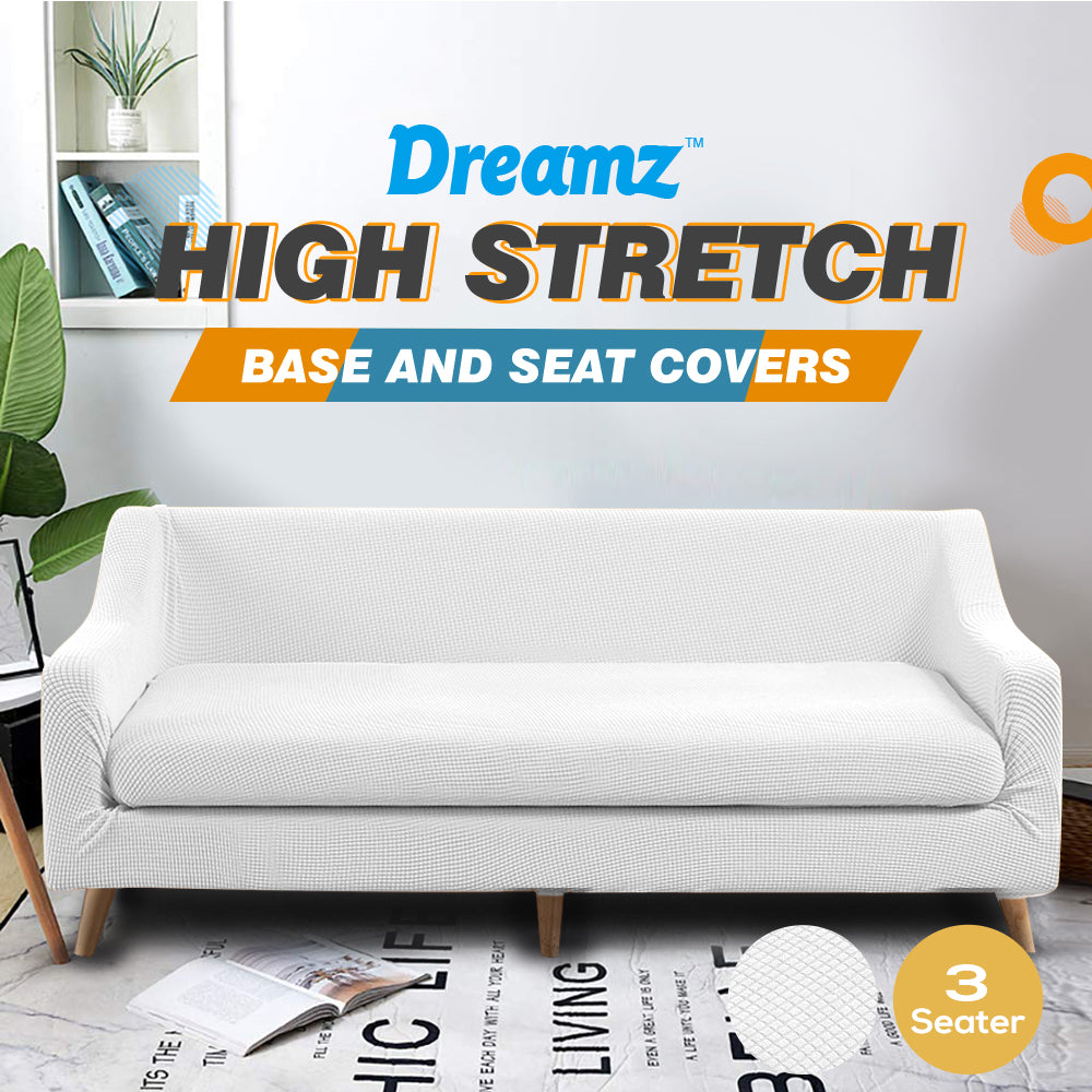 DreamZ Couch Sofa Seat Covers Stretch Protectors Slipcovers 3 Seater White