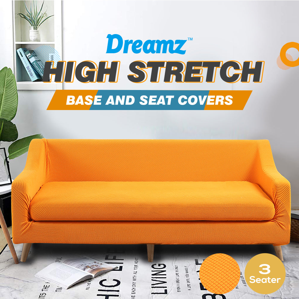 DreamZ Couch Sofa Seat Covers Stretch Protectors Slipcovers 3 Seater Orange