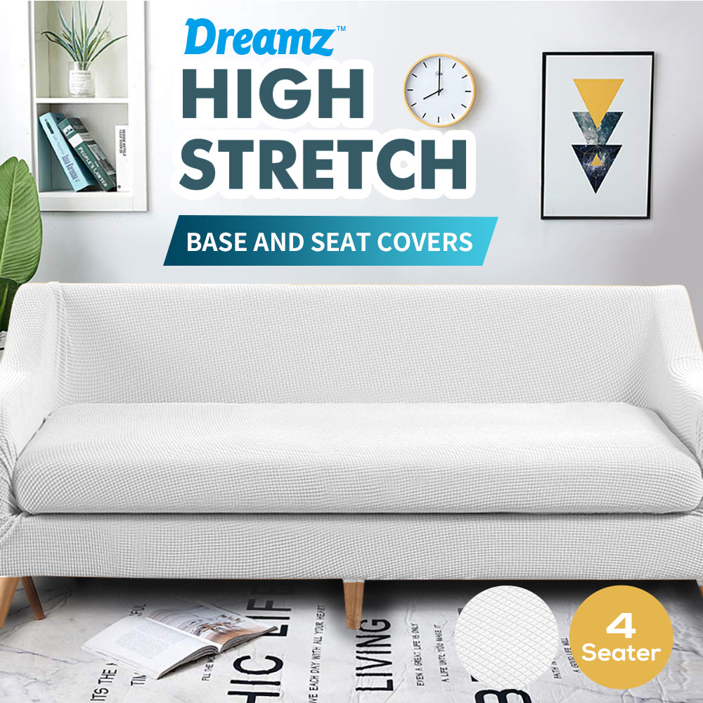 DreamZ Couch Sofa Seat Covers Stretch Protectors Slipcovers 4 Seater White