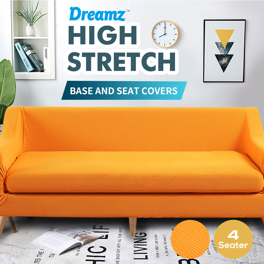 DreamZ Couch Sofa Seat Covers Stretch Protectors Slipcovers 4 Seater Orange