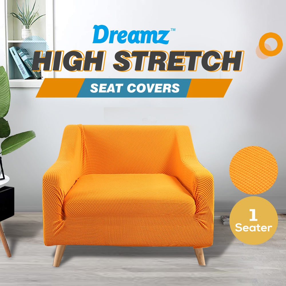 DreamZ Couch Stretch Sofa Lounge Cover Protector Slipcover 1 Seater Orange