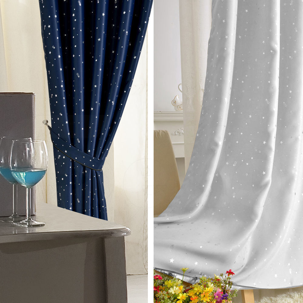 Star Blockout Blackout Curtains 3 Layers Eyelet Pure Fabric Room Darkening