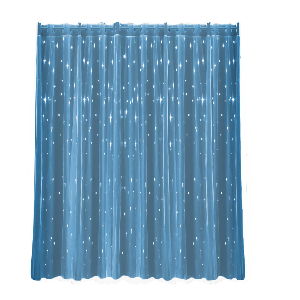 DreamZ Blockout Curtain Star Blackout Curtains Eyelet Darkening Pure Fabric Blue