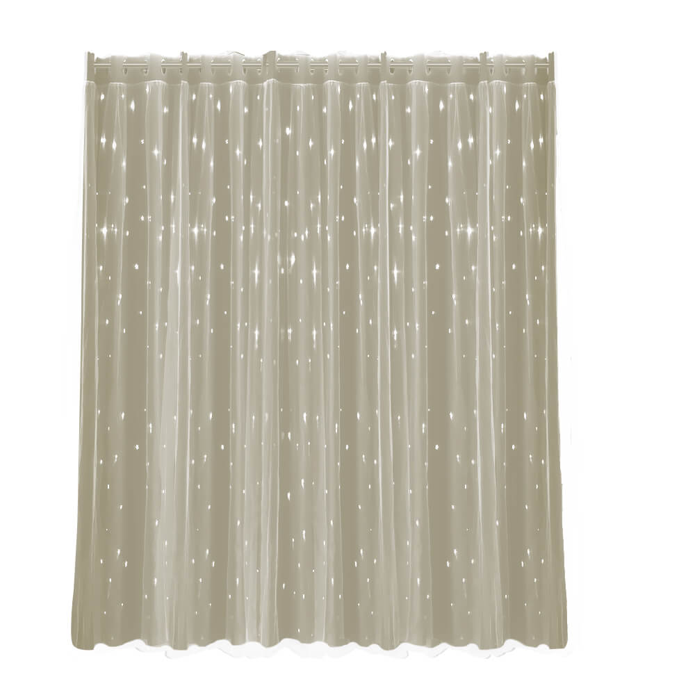 DreamZ Blockout Curtain Star Blackout Curtains Eyelet Darkening Fabric Beige