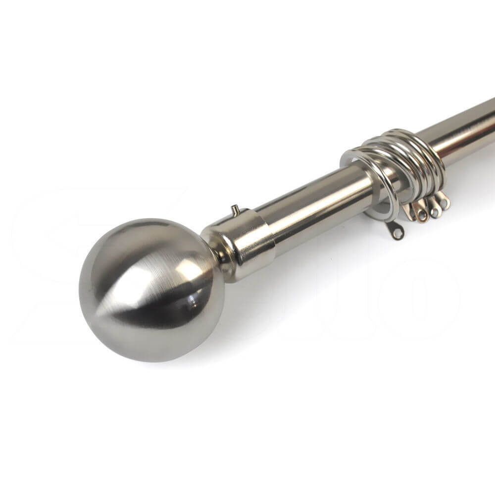 Extendable 120-210cm Metal Curtain Rod with Crstal Ball in Silver Colour