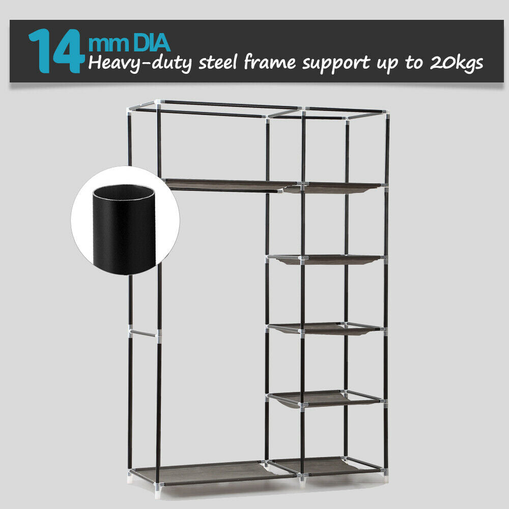 Large Portable Clothes Closet Wardrobe Storage Organizer with Shelves - 3 Racks