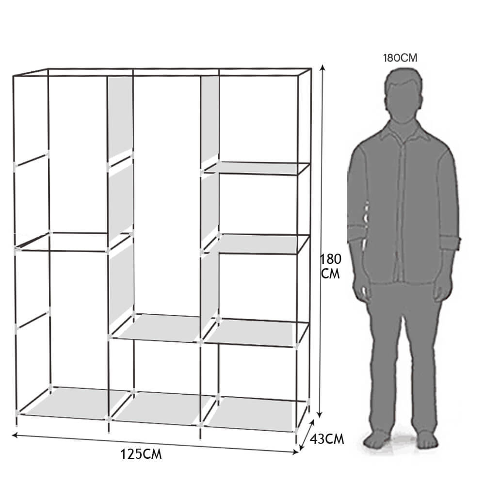 Large Portable Clothes Closet Wardrobe Storage Organiser with Shelves