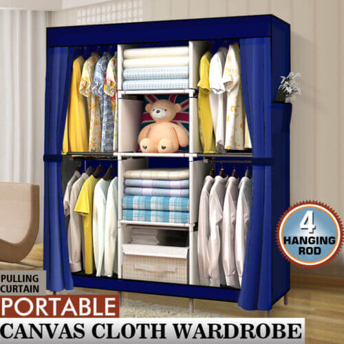 Large Portable Clothes Closet Wardrobe Storage Organiser with Shelves