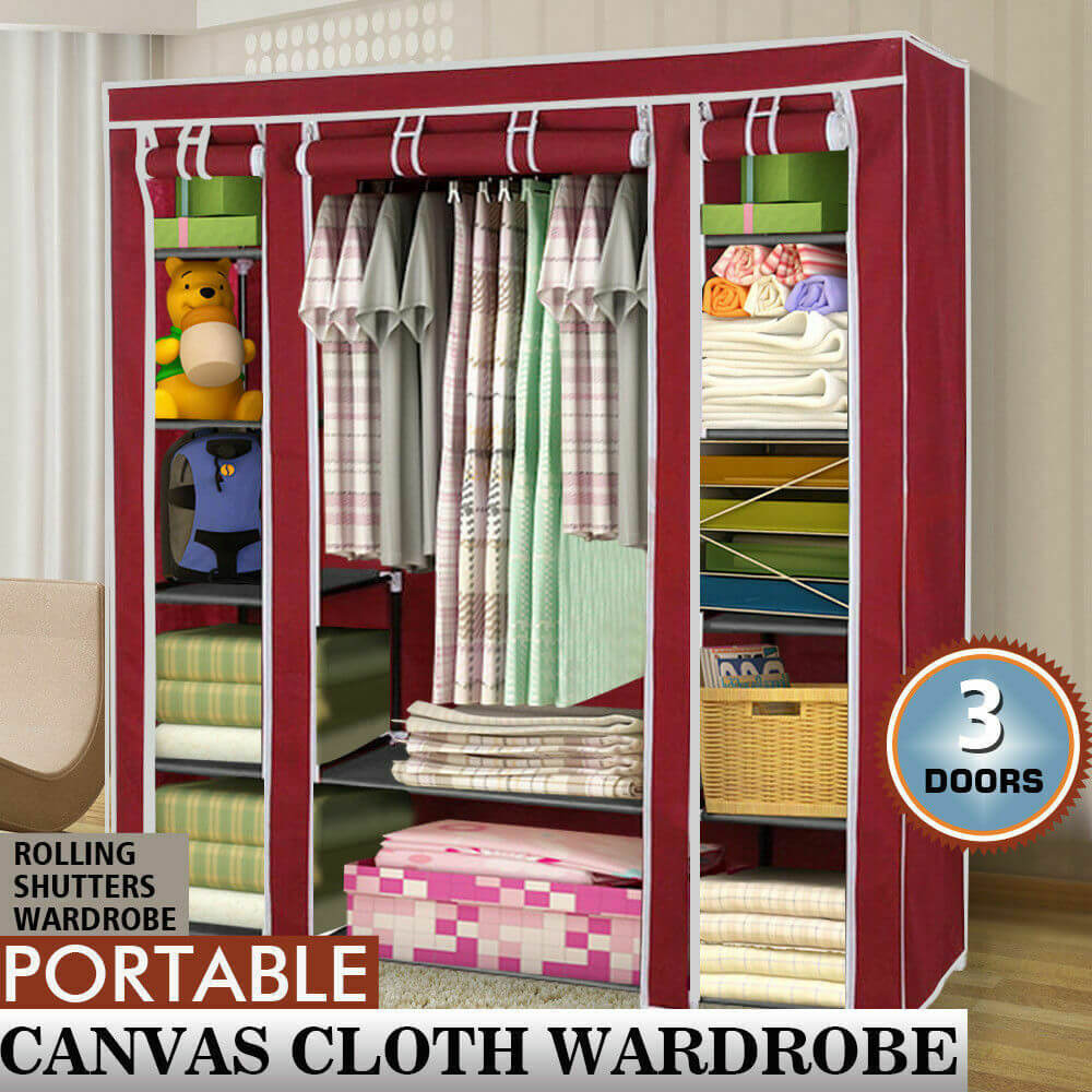 Large Portable Clothes Closet Wardrobe Storage Organiser with Shelves