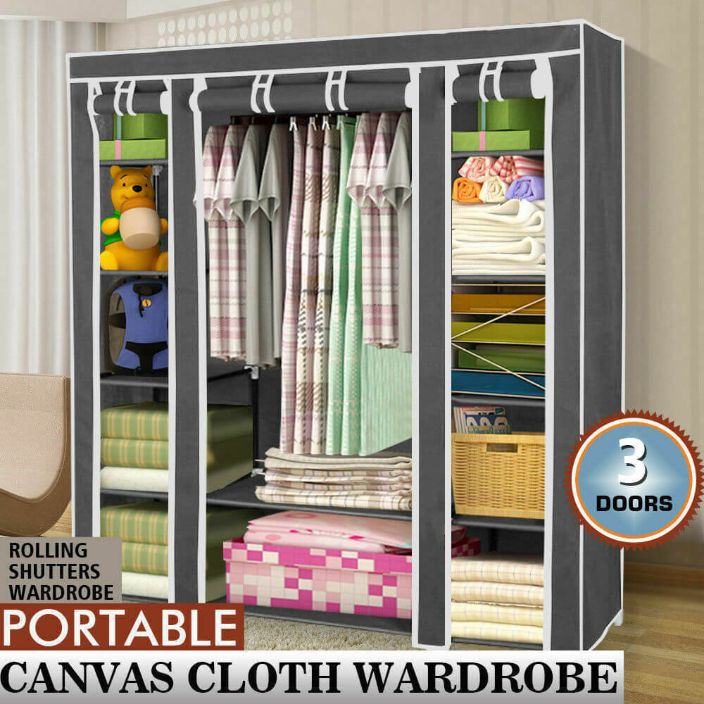 Large Portable Clothes Closet Wardrobe Storage Organiser with Shelves