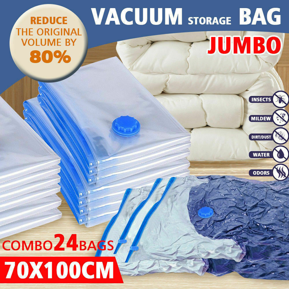 24x Vacuum Seal Storage Bags Space Saver Saving Compressed Organizer Bag X-Large