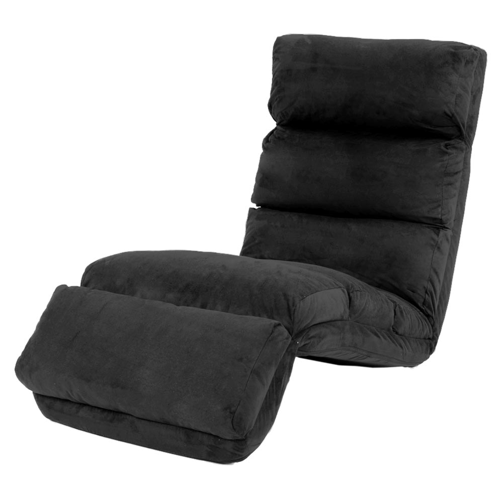 Adjustable Cushioned Floor Gaming Lounge Chair 175 x 56 x 20cm - Black
