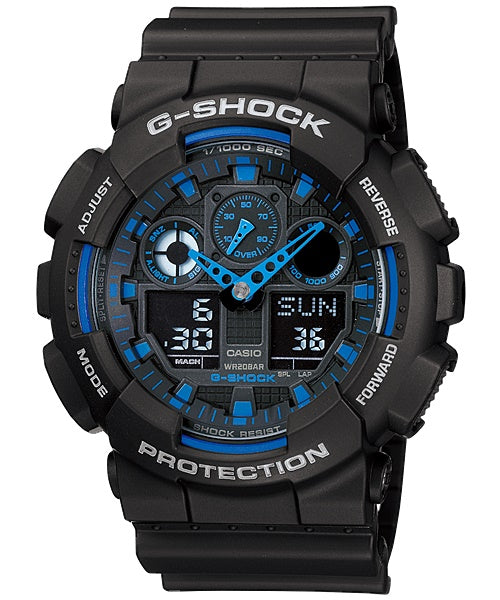 Casio G-Shock Analogue/Digital Mens Black Watch GA100-1A2 GA-100-1A2DR - Store Zone-Online Shopping Store Melbourne Australia