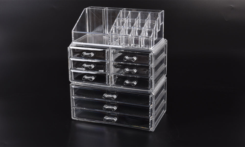 9 Drawer Clear Acrylic Cosmetic Makeup Organizer Jewellery Storage Box