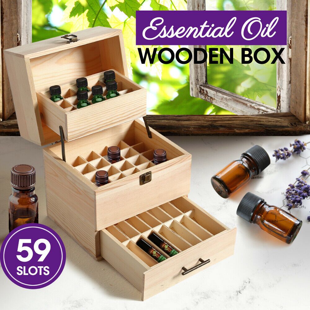 Buy Essential Oil Storage Box Wooden 59 Slots Aromatherapy Organiser Container Case-Store Zone-Online Shopping Store Melbourne Australia
