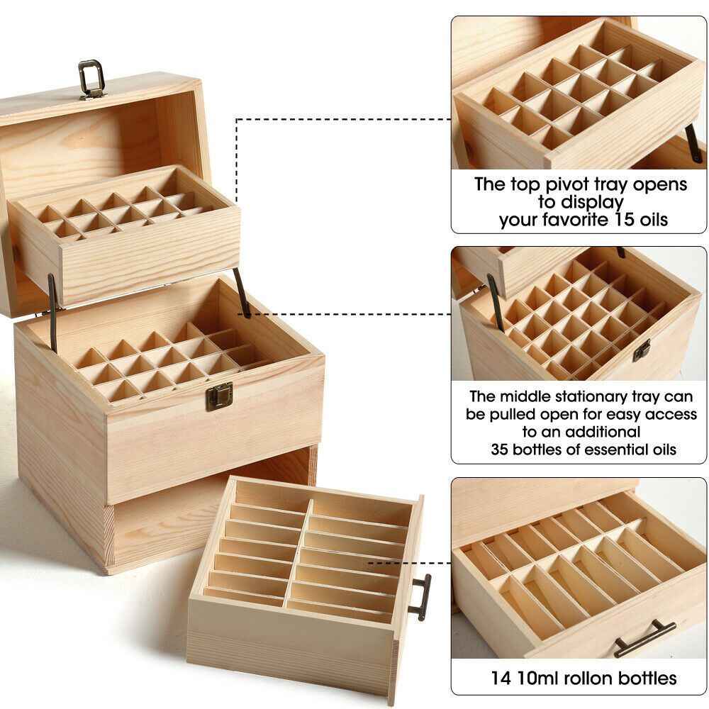 Essential Oil Storage Box Wooden 59 Slots Aromatherapy Organiser Container Case-Store Zone-Online Shopping Store Melbourne Australia