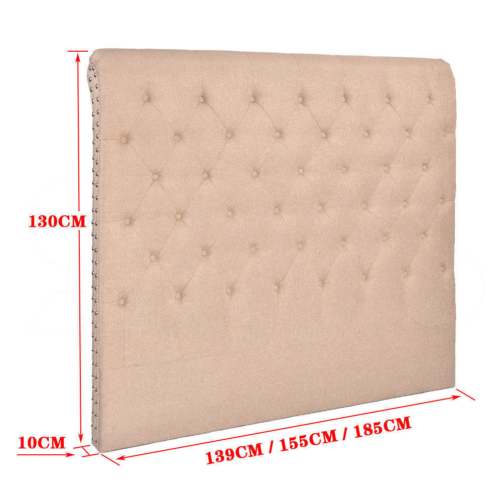 Levede Upholstered Fabric Bed Headboard in King Size in Beige Colour