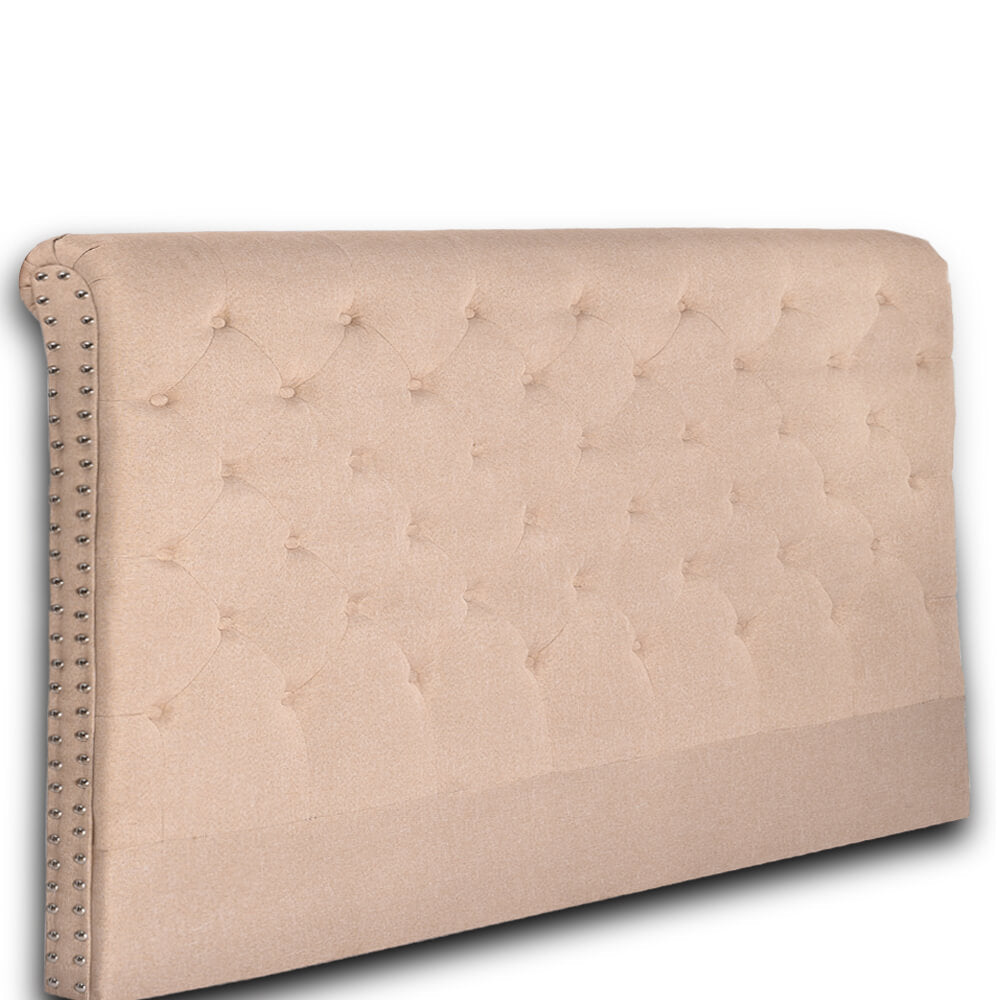 Levede Upholstered Fabric Bed Headboard in Double Size in Beige Colour