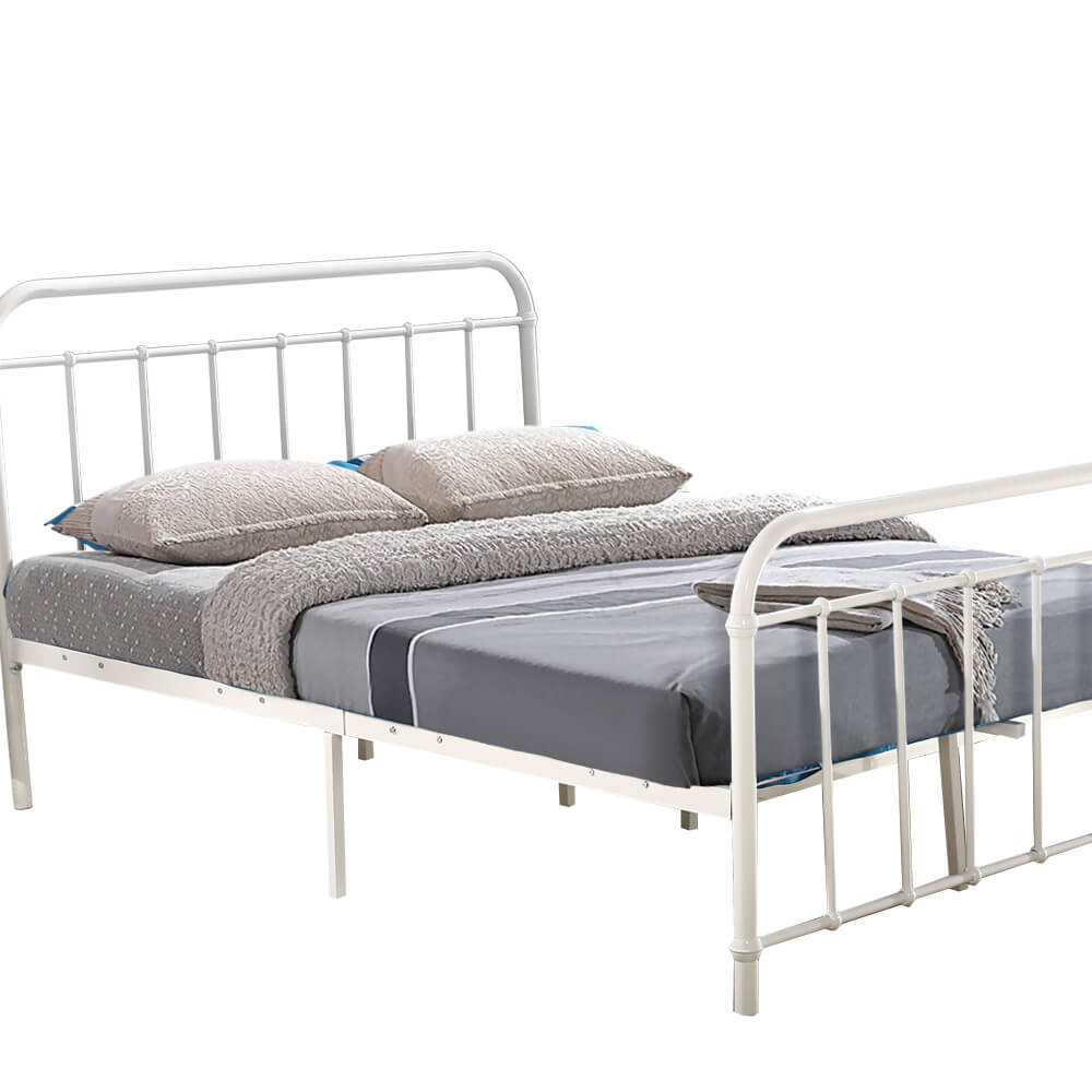 Levede Metal Bed Frame in Double Size in White Colour