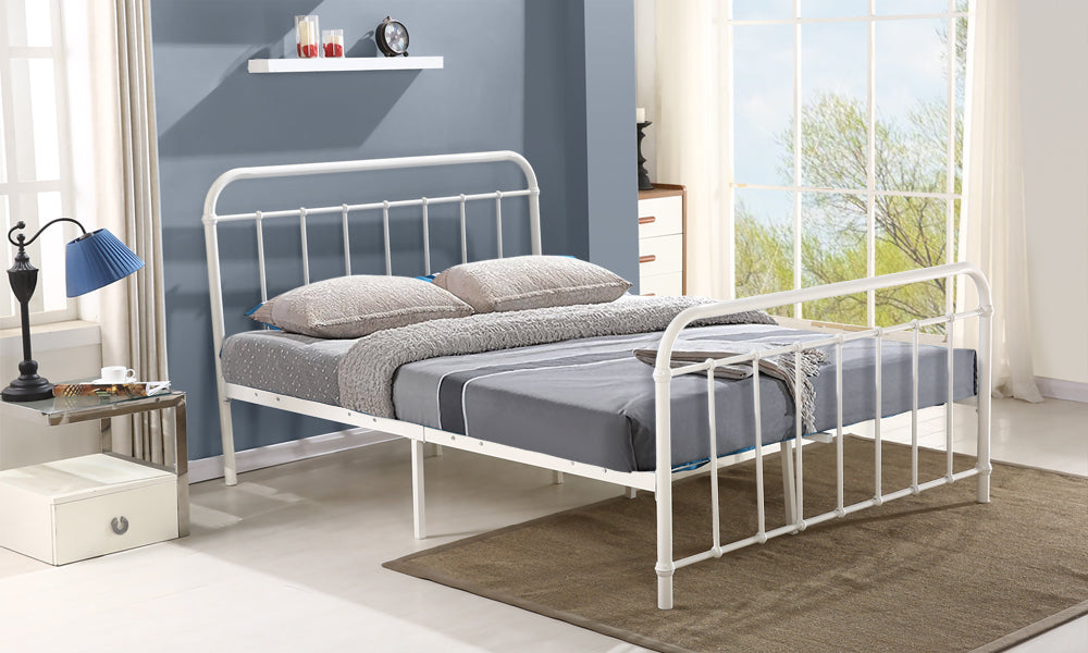 Levede Metal Bed Frame in Double Size in White Colour