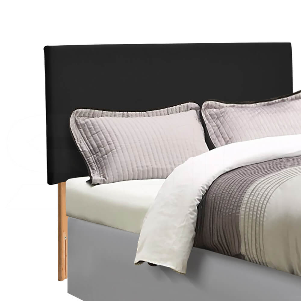 Levede PU Leather Bed Headboard with Wooden Legs in Double Size in Black Colour