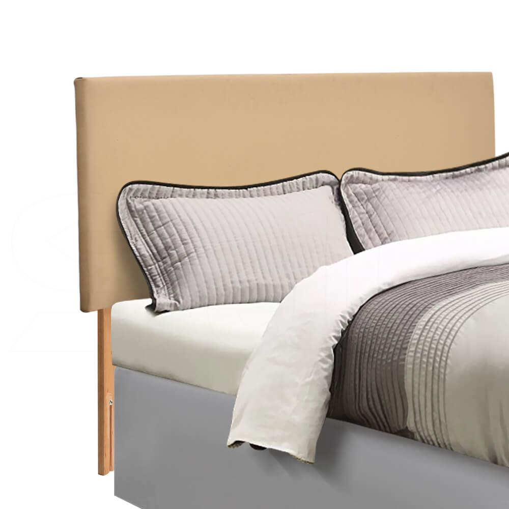 Levede PU Leather Bed Headboard with Wooden Legs in Double Size in Cream Colour