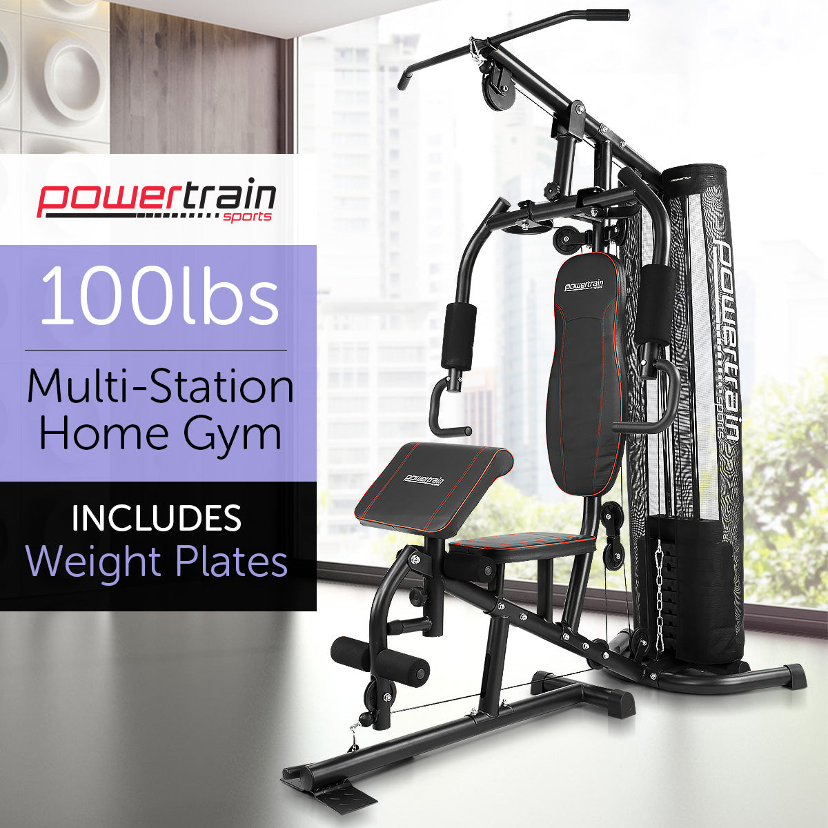 Powertrain MultiStation Home Gym - 45kg with Preacher Curls