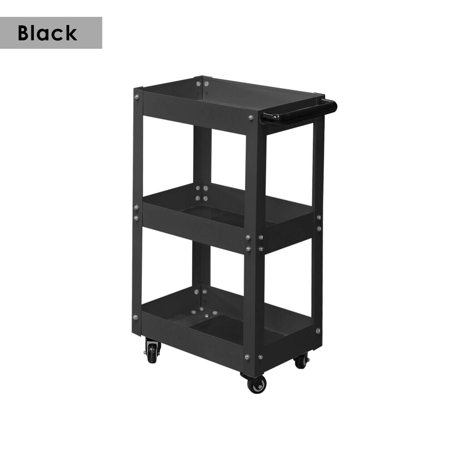 3-Tier Tool Cart Storage Trolley Heavy Duty Mobile Steel Part Organizer Portable