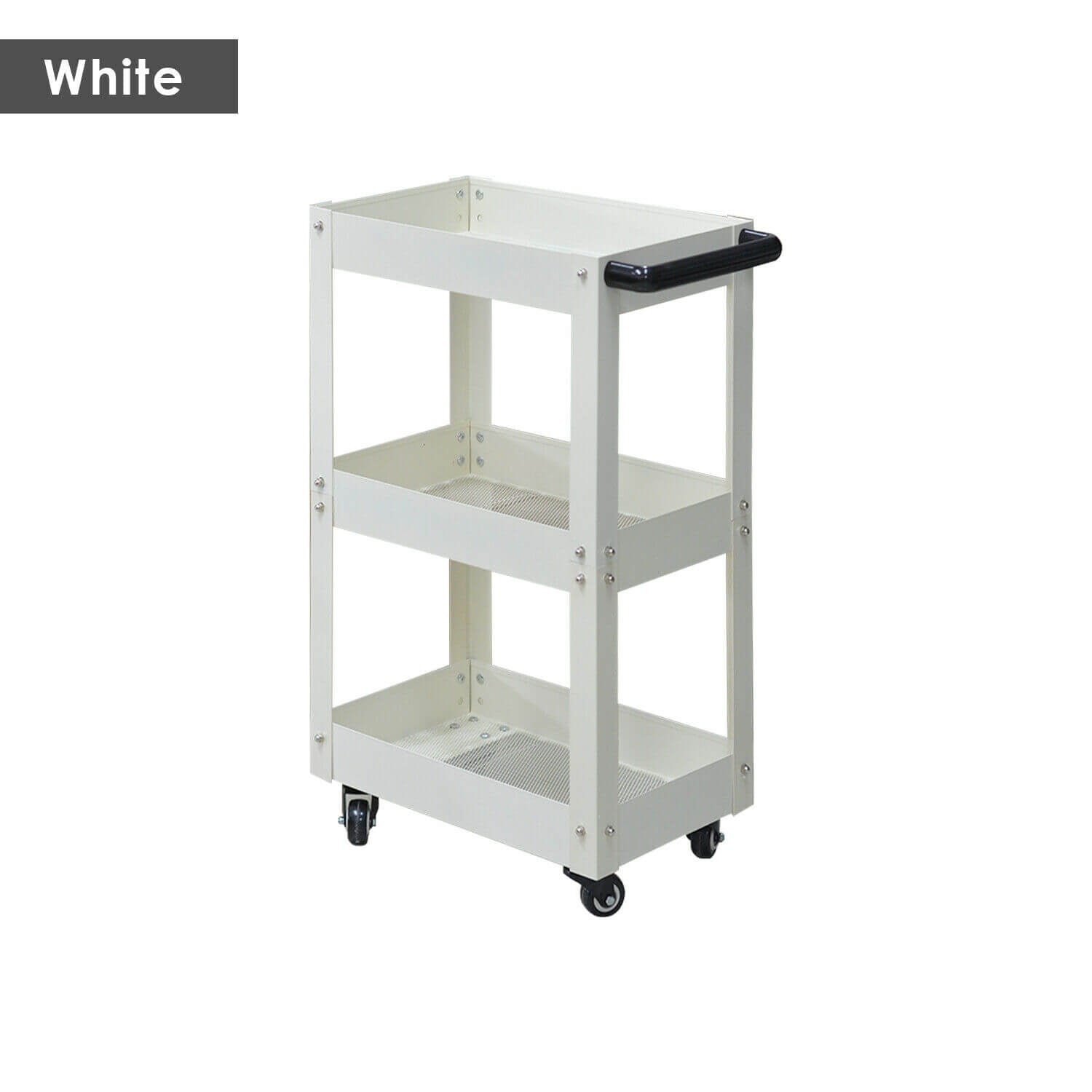 3-Tier Tool Cart Storage Trolley Heavy Duty Mobile Steel Part Organizer Portable