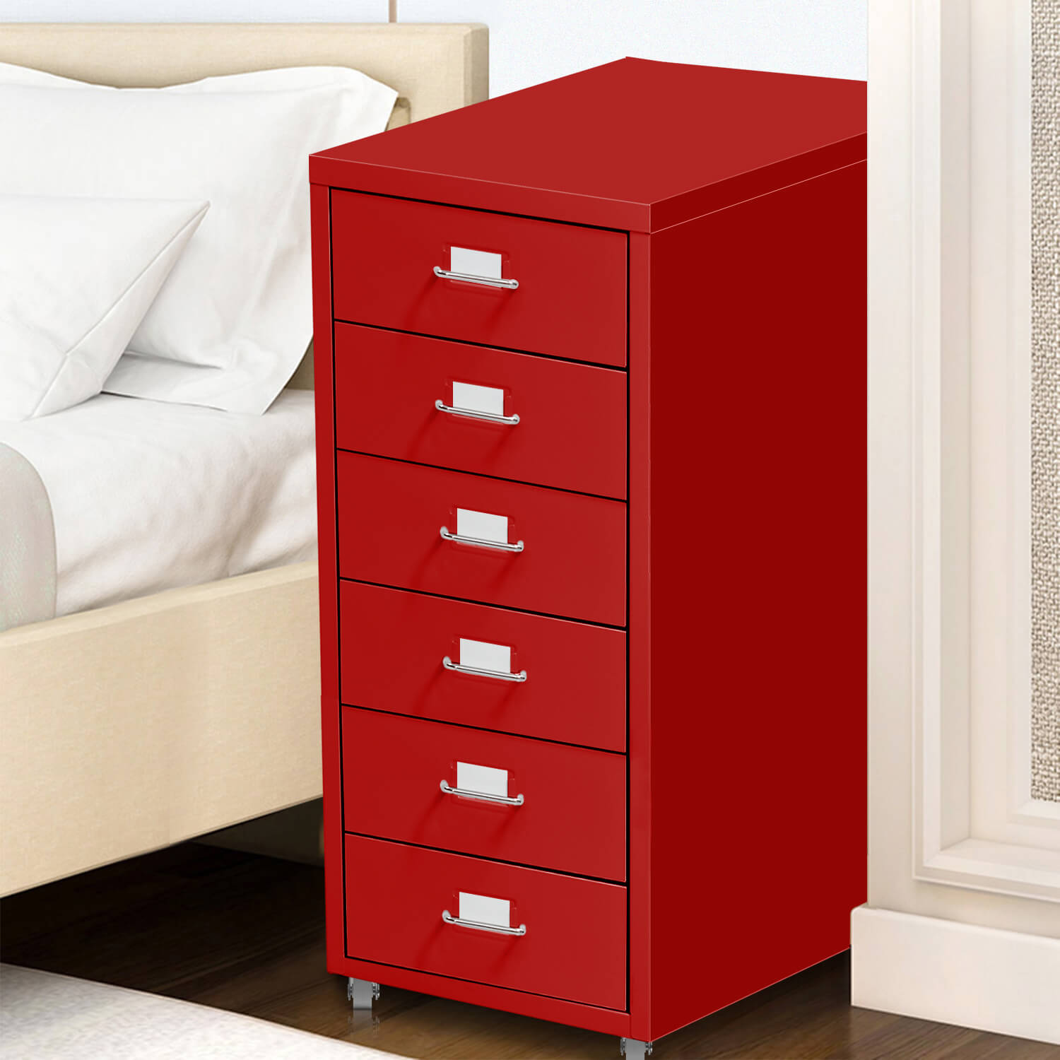 6 Tiers Steel Orgainer Metal File Cabinet With Drawers Office Furniture Red