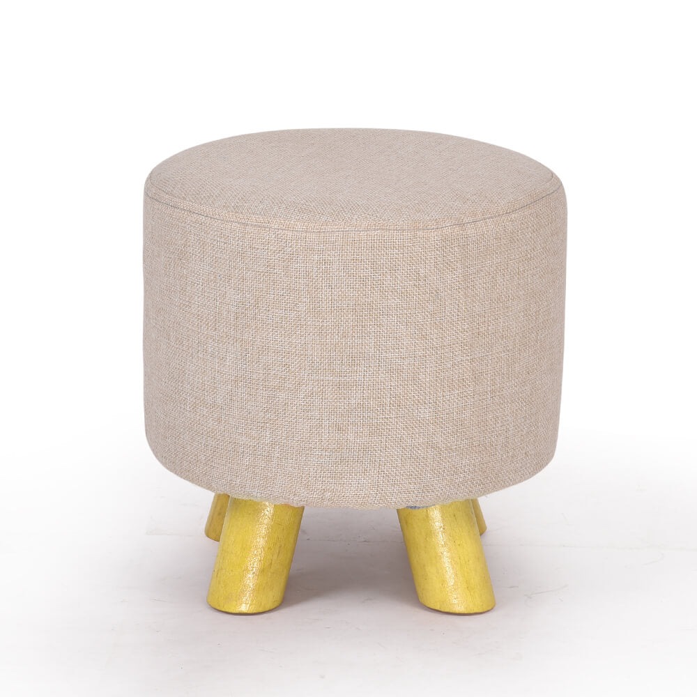 Luxury Chic Fabric Ottoman Foot Stool Rest Pouffe Footstool Padded Seat Wood