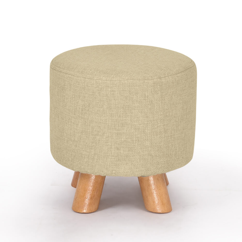 Luxury Chic Fabric Ottoman Foot Stool Rest Pouffe Footstool Padded Seat Wood