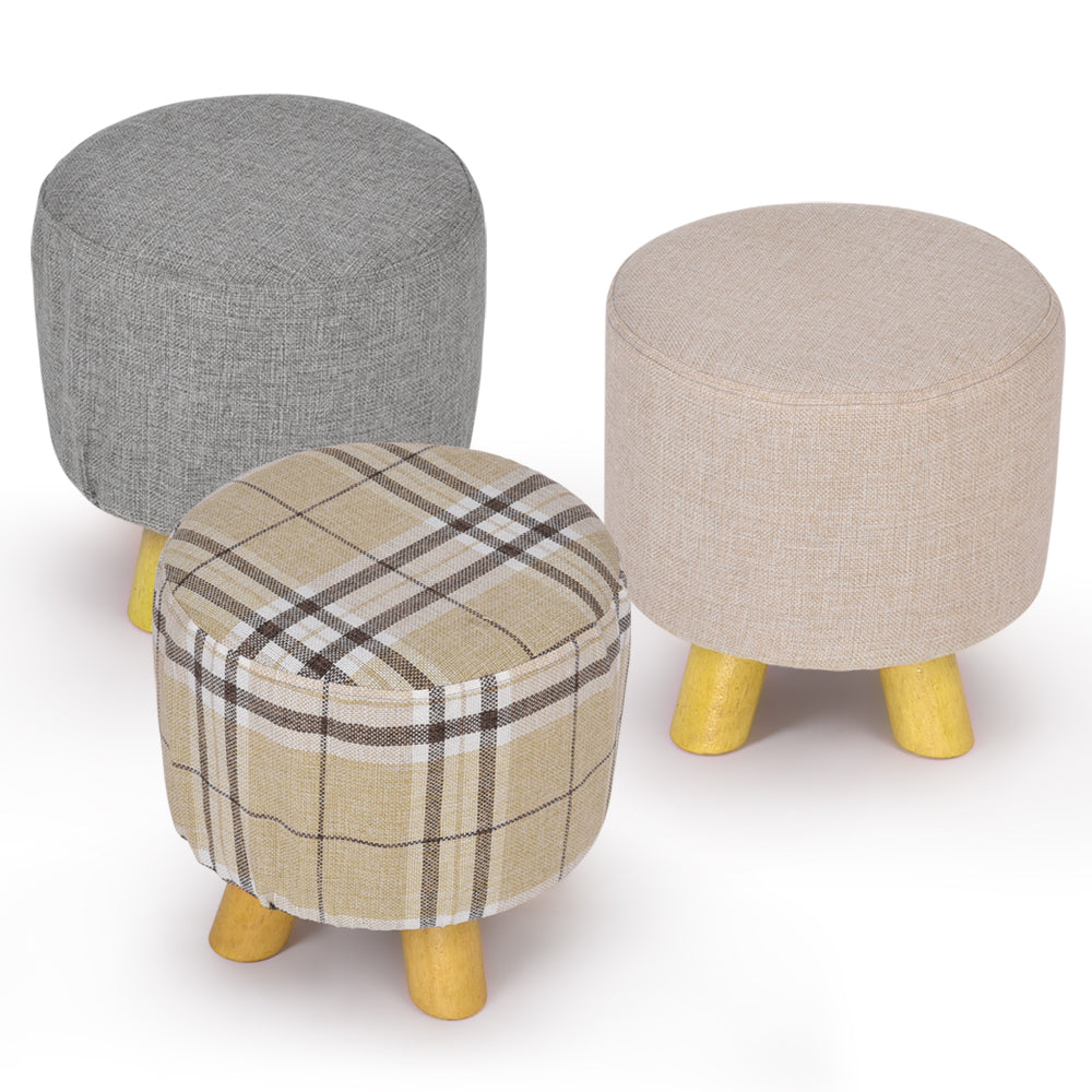 Luxury Chic Fabric Ottoman Foot Stool Rest Pouffe Footstool Padded Seat Wood