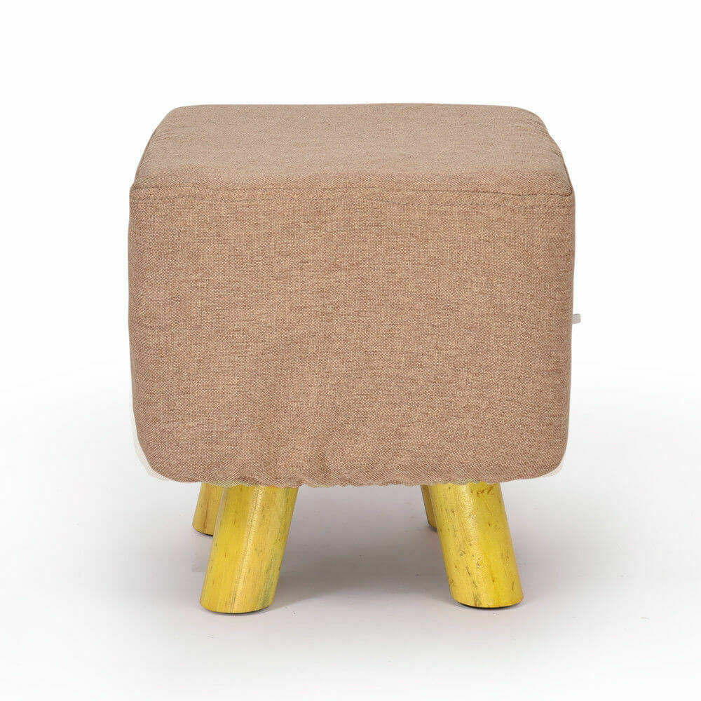 Luxury Chic Fabric Ottoman Foot Stool Rest Pouffe Footstool Padded Seat Wood