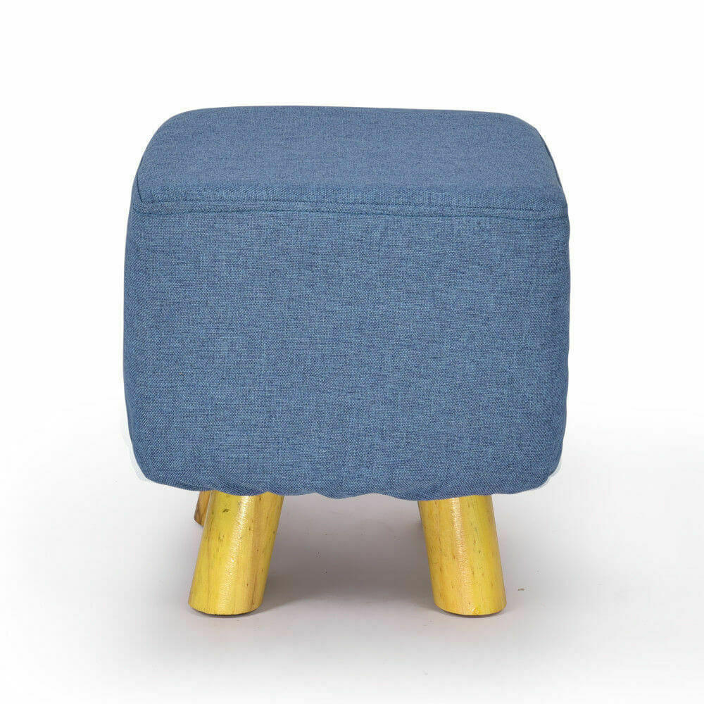 Luxury Chic Fabric Ottoman Foot Stool Rest Pouffe Footstool Padded Seat Wood