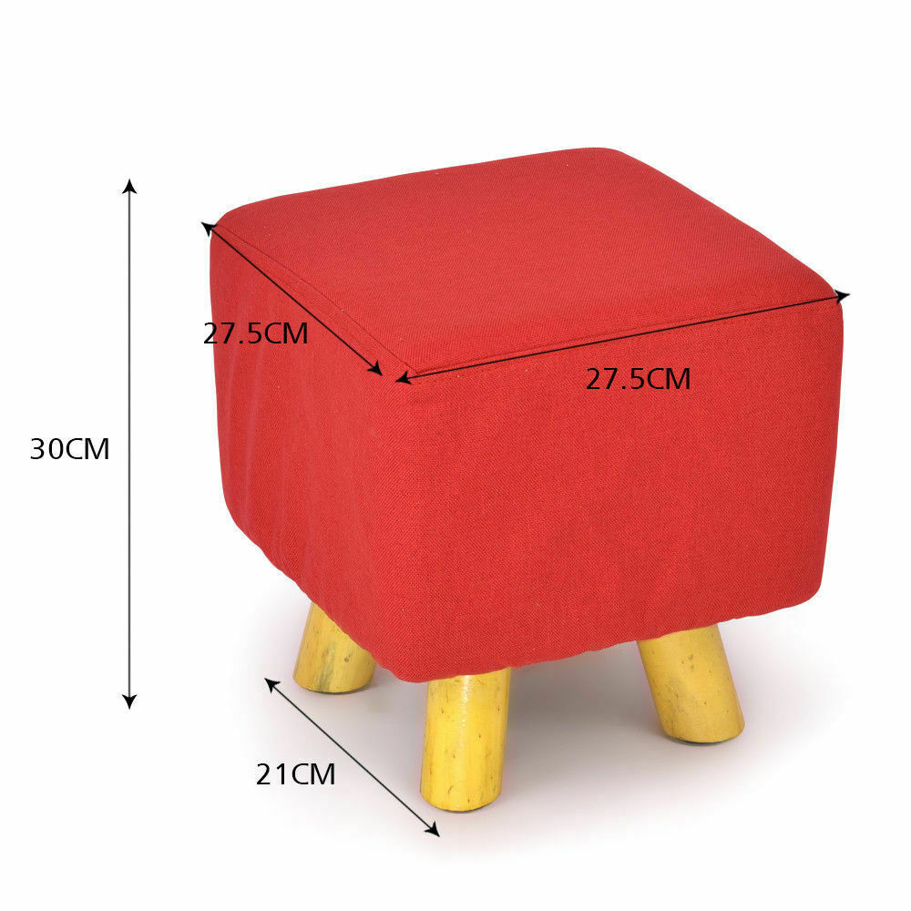 Luxury Chic Fabric Ottoman Foot Stool Rest Pouffe Footstool Padded Seat Wood