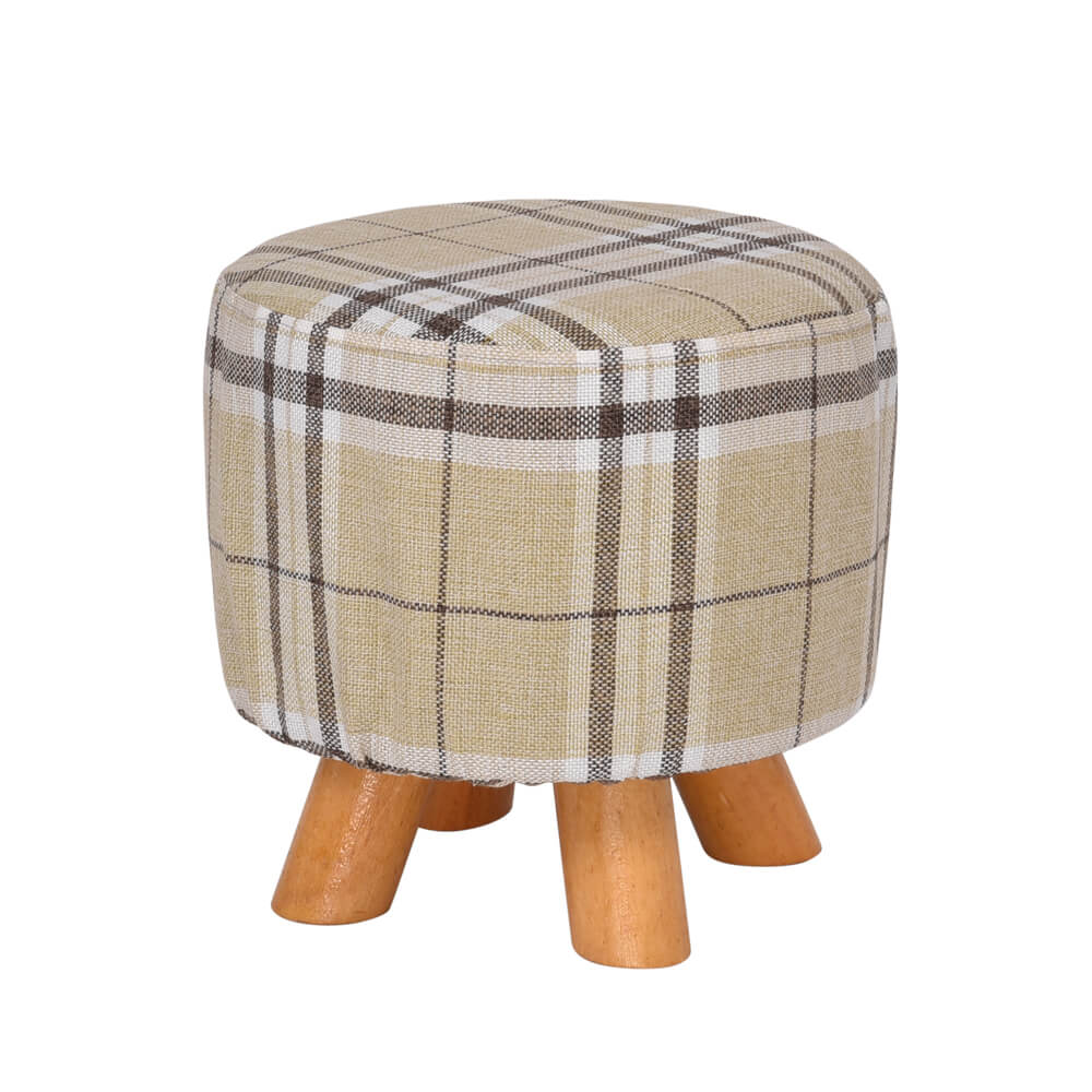 Luxury Chic Fabric Ottoman Foot Stool Rest Pouffe Footstool Padded Seat Wood