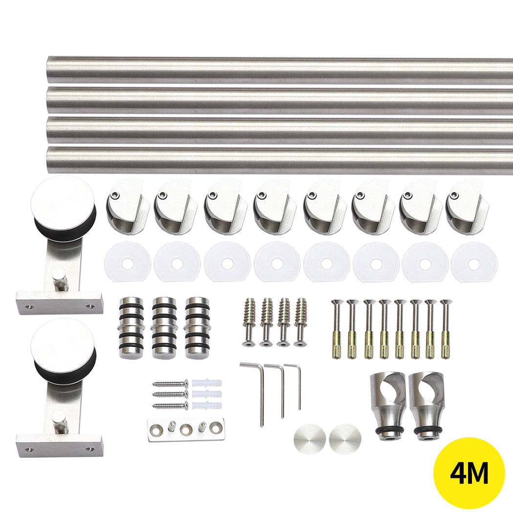 4M Antique Classic Style Single Sliding Barn Door Hardware Track Roller Kit