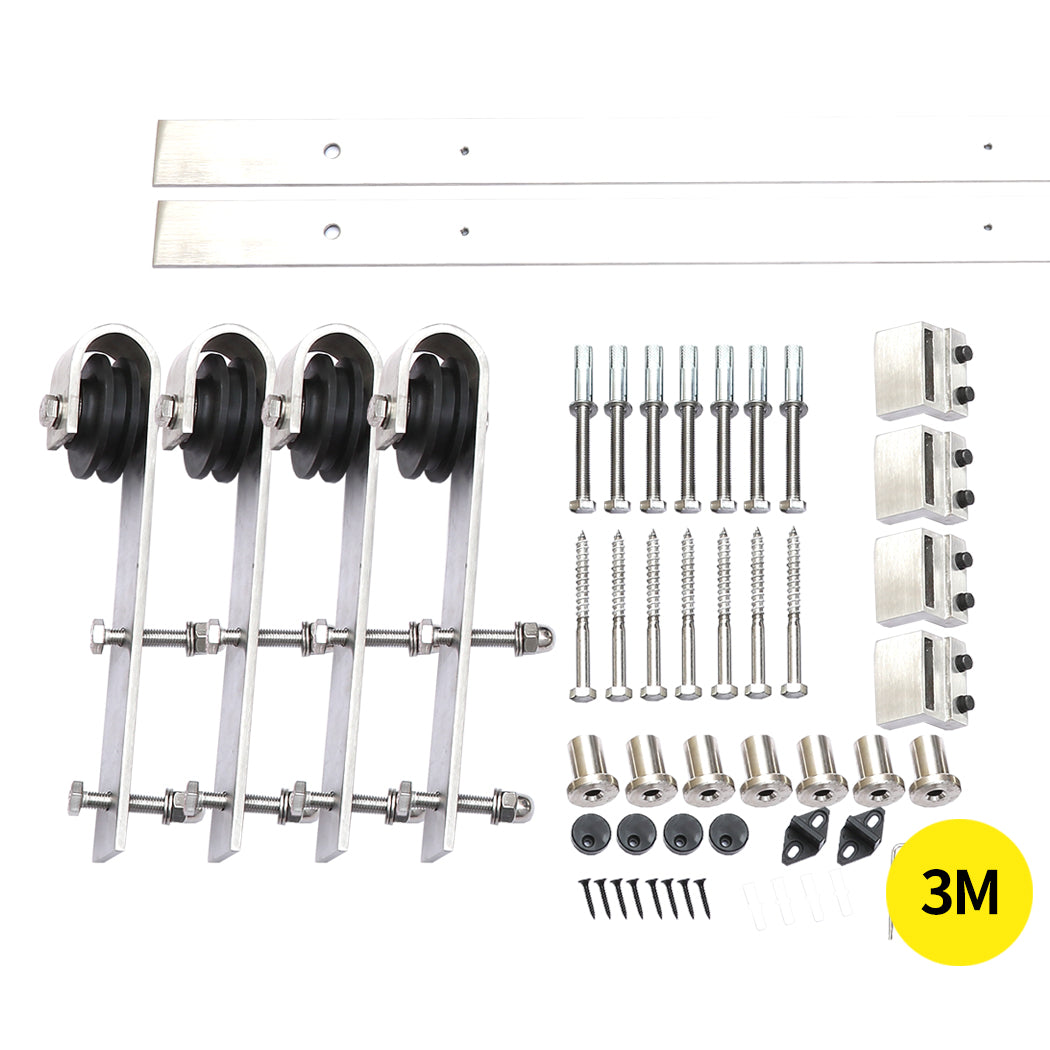 3M Antique Classic Style Double Sliding Barn Door Hardware Track Roller Kit