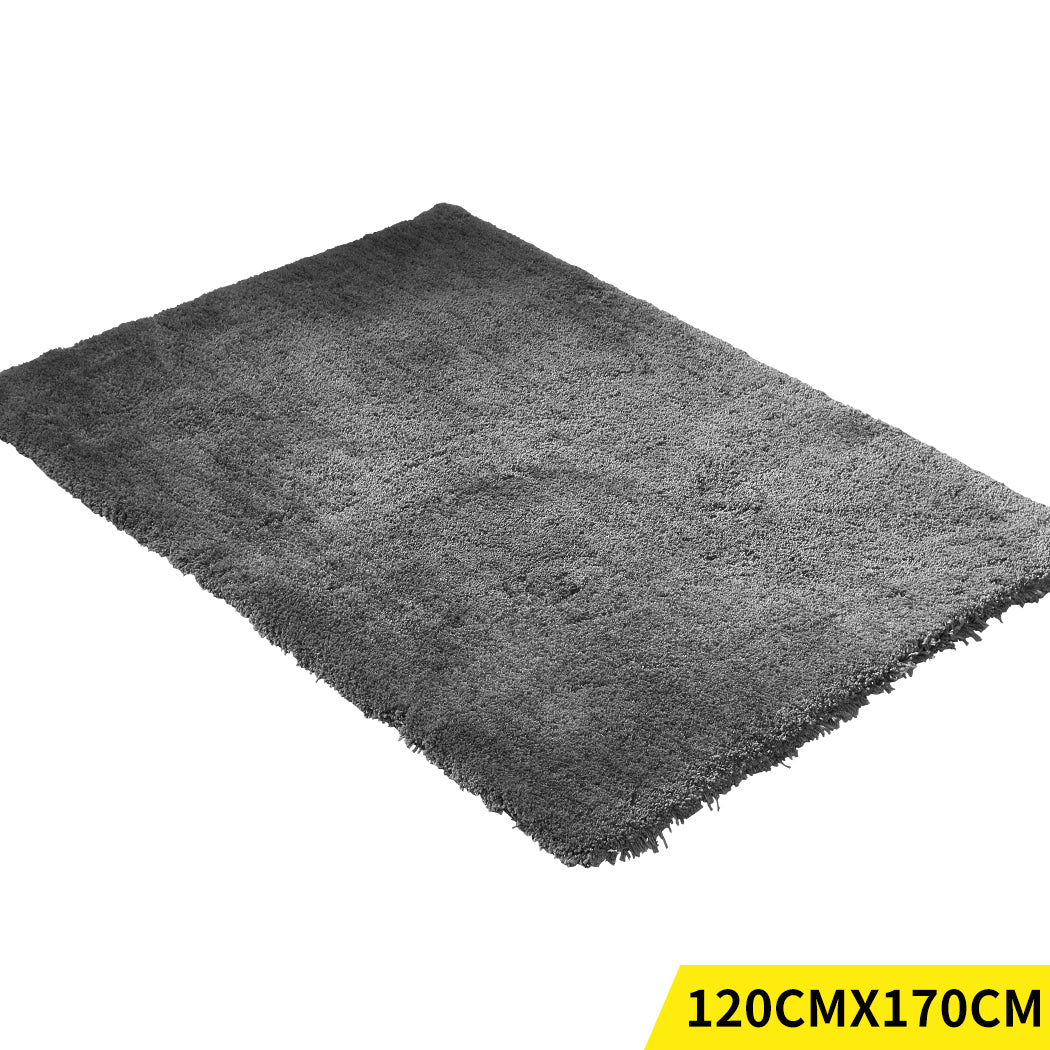 Ultra Soft Anti Slip Rectangle Plush Shaggy Floor Rug Carpet 120x170cm Charcoal