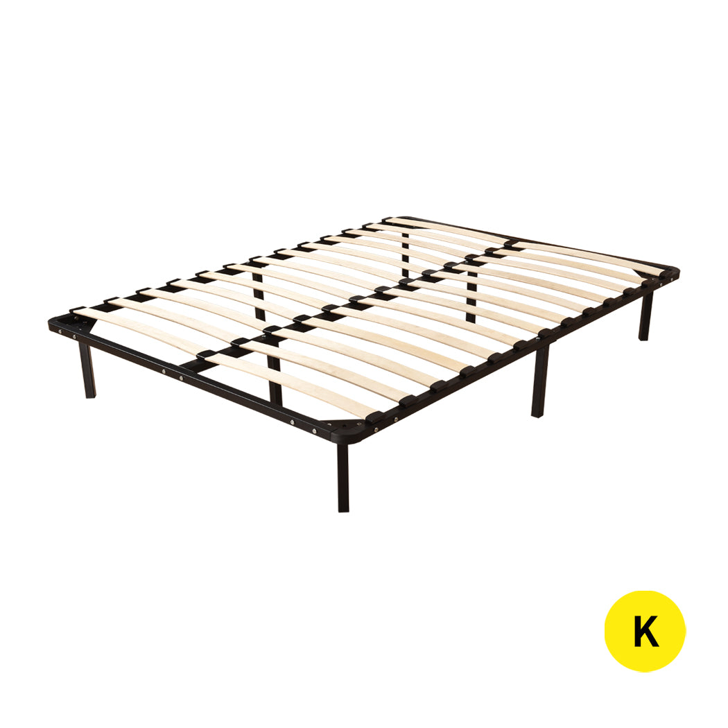 Levede Metal Bed Frame Mattress Base with Timber Slats Air BnB King Size