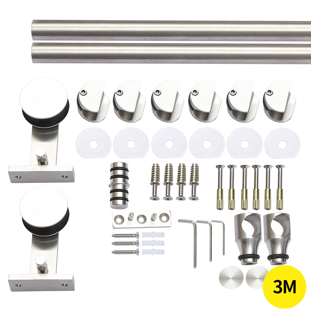3M Antique Classic Style Single Sliding Barn Door Hardware Track Roller Kit