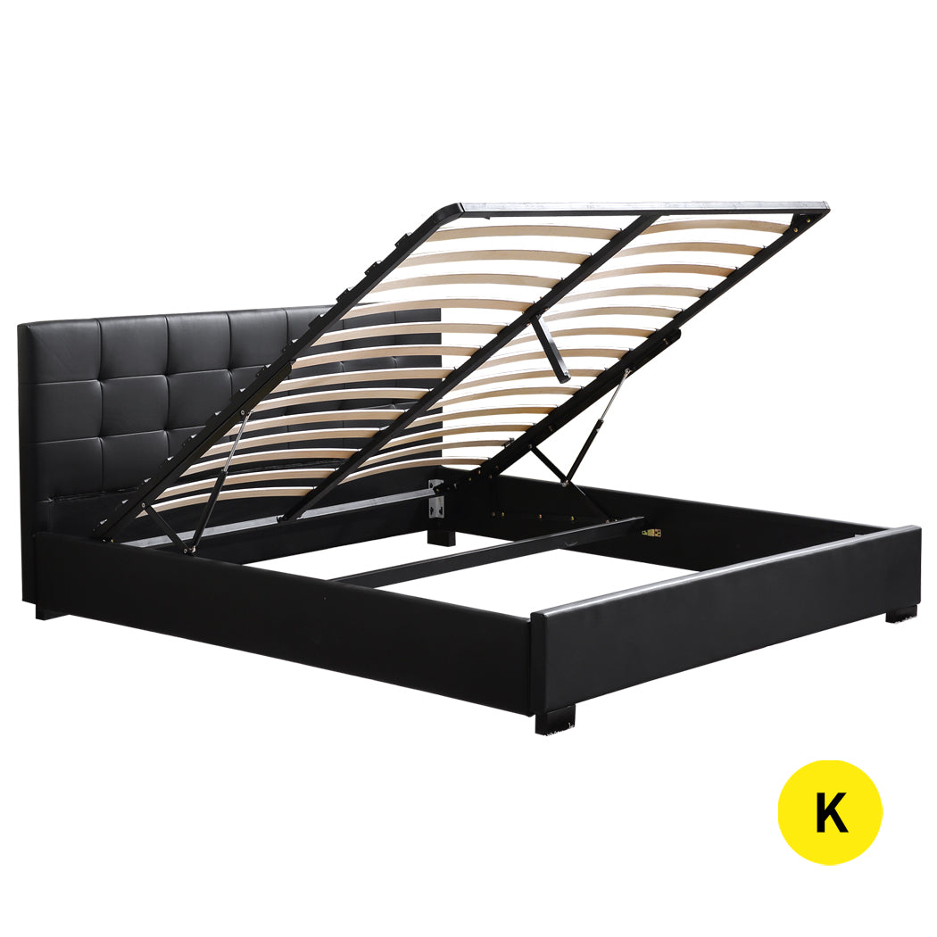Levede Gas Lift Bed Frame Premium PU Leather Base Mattress Storage King Size
